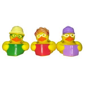 NEW Set of 3 Book Club Library Reading Glasses 2" Rubber Ducks Duckies Jeep